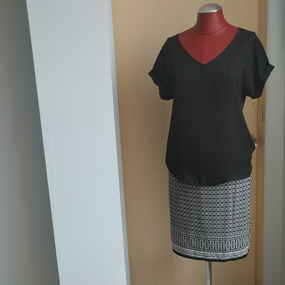 Sheer V- neck black blouse